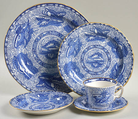 Torquay Blue (Yellow Trim) 40  Piece Estate Set