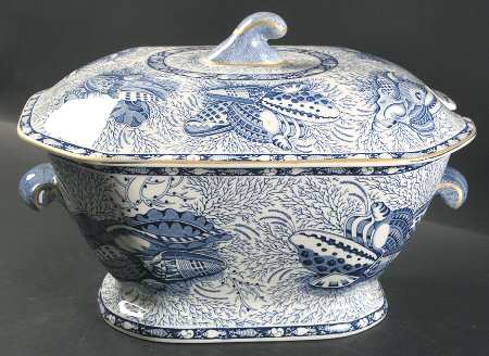 Torquay Blue (Yellow Trim) Tureen &  Lid
