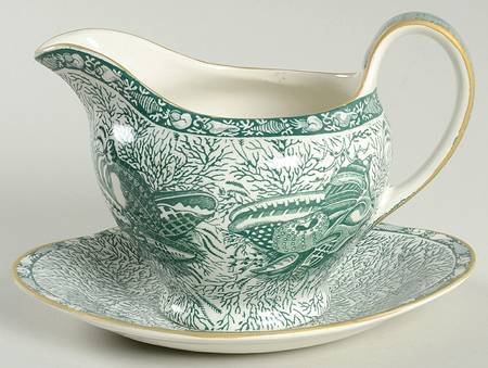Torquay Green (Yellow Trim) Gravy Boat & Underplate