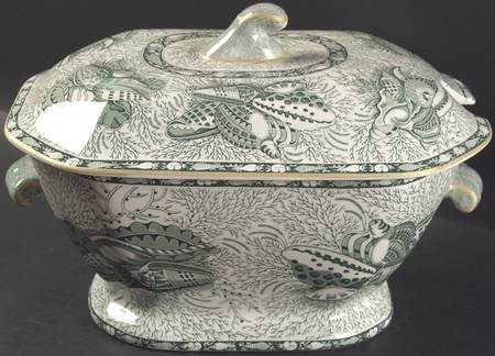 Torquay Green (Yellow Trim) Tureen &  Lid