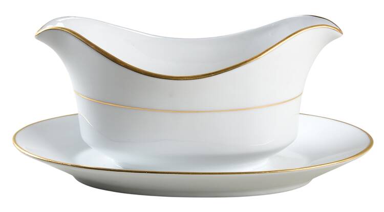 Golden Ivy Gravy Boat with Attached Underplate