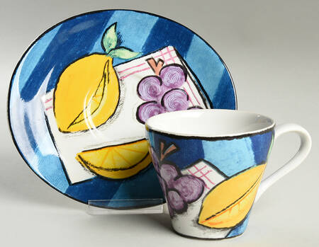 Tea Time Flat Cup & Saucer Set