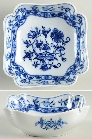 Blue Onion (Oval Backstamp) 5" Square Bowl