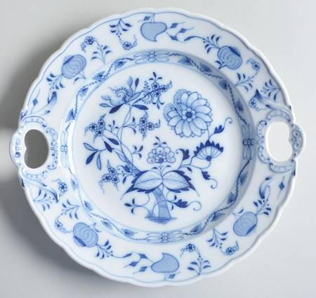 Blue Onion (Oval Backstamp) Handled Cake Plate
