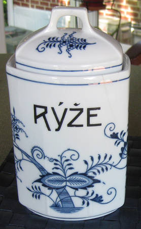 Blue Onion (Oval Backstamp) Rice Canister & Lid