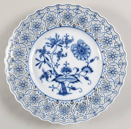 Blue Onion (Oval Backstamp) Pierced Edge Salad Plate