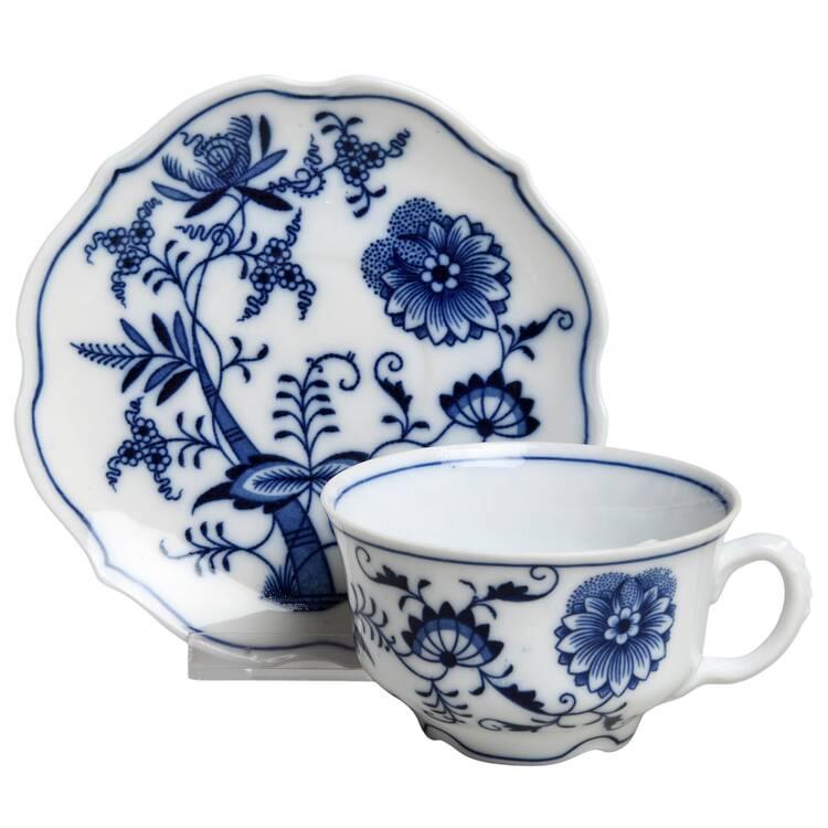 Blue Onion (Oval Backstamp) Flat Cup & Saucer Set