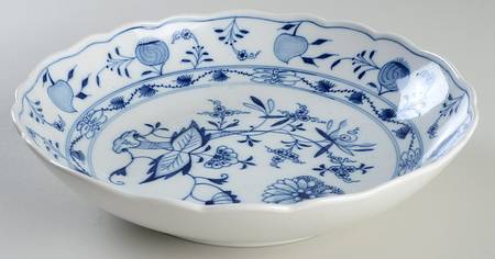 Blue Onion ("Sword" Backstamp) 9" Round Vegetable Bowl