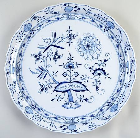 Blue Onion ("Sword" Backstamp) 15" Round Tray