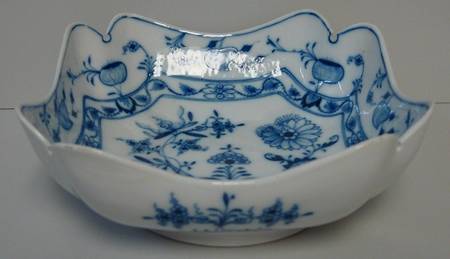 Blue Onion ("Sword" Backstamp) 8" Square Bowl