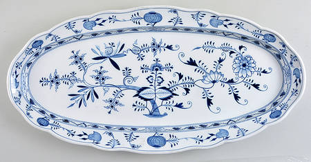 Blue Onion ("Sword" Backstamp) 25" Fish Platter