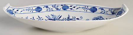 Blue Onion ("Sword" Backstamp) 13" Large Oval Salad Serving Bowl