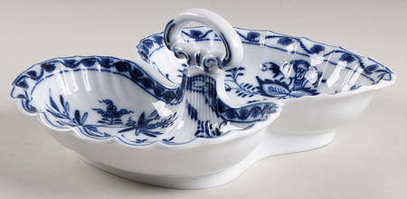 Blue Onion ("Sword" Backstamp) 9" 2-Part Handled Relish