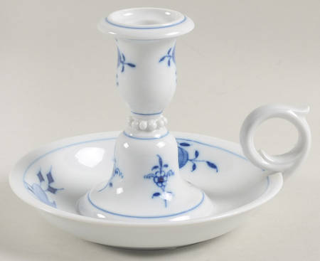 Blue Onion ("Sword" Backstamp) Handled Candleholder