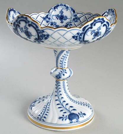 Blue Onion (Gold Trim) Round Compote (Height X Width)