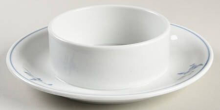 Blue Onion ("Sword" Backstamp) Round Covered Butter w/Attached Plate No Lid