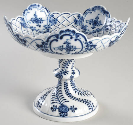Blue Onion ("Sword" Backstamp) Round Compote (Height X Width)