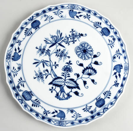 Blue Onion ("Sword" Backstamp) Cake Plate