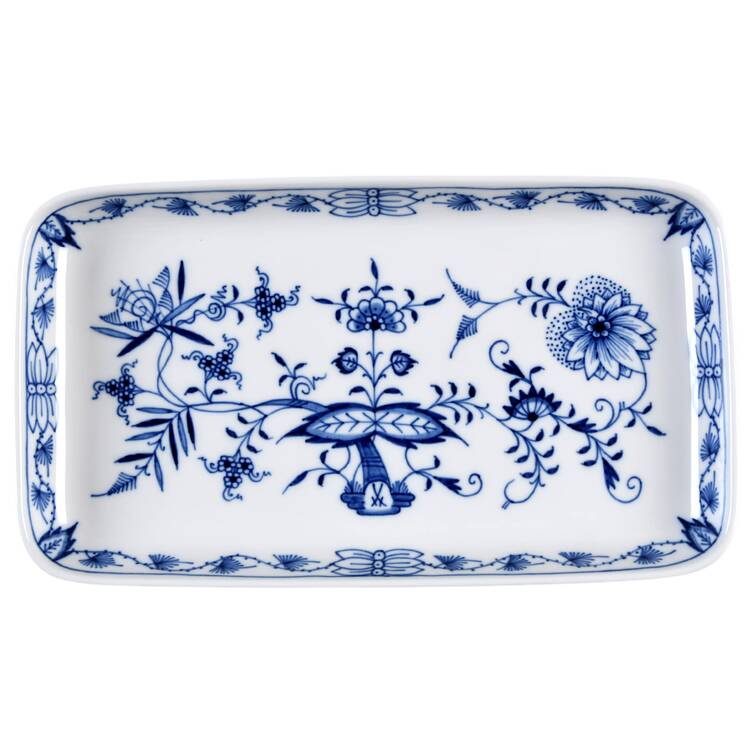 Blue Onion ("Sword" Backstamp) 9" Rectangular Tray