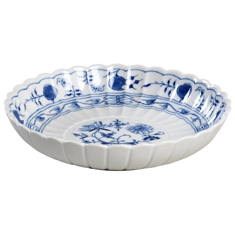 Blue Onion ("Sword" Backstamp) 8" Round Fluted Dish