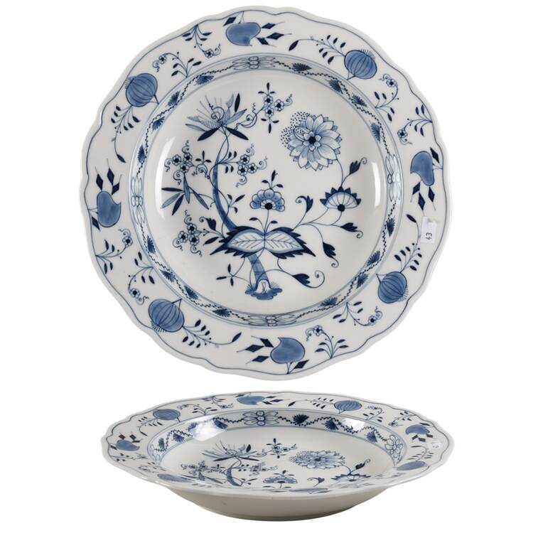 Blue Onion ("Sword" Backstamp) 12" Round Vegetable Bowl