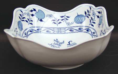 Blue Onion ("Sword" Backstamp) 8" Square Vegetable Bowl