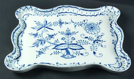 Blue Onion ("Sword" Backstamp) 17" Rectangular Tray