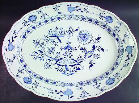 Blue Onion ("Sword" Backstamp) 21" Oval Serving Platter