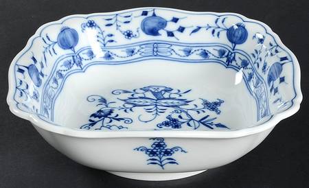 Blue Onion ("Sword" Backstamp) 7" Square Vegetable Bowl