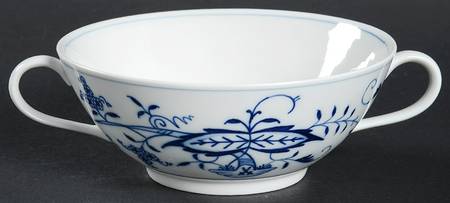 Blue Onion ("Sword" Backstamp) Flat Cream Soup Bowl