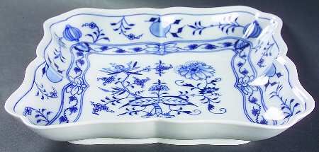 Blue Onion ("Sword" Backstamp) 9" Square Shallow Salad Serving Bowl