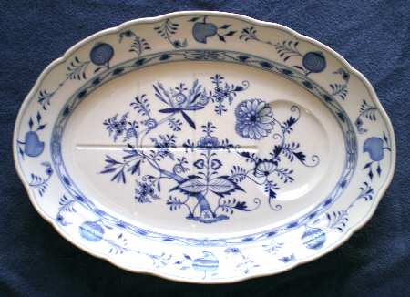 Blue Onion ("Sword" Backstamp) 19" Oval Serving Platter