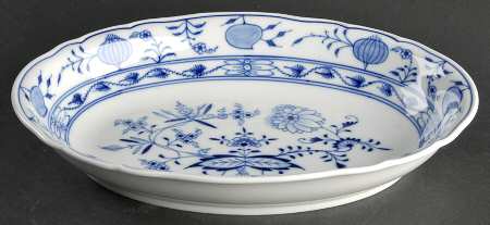 Blue Onion ("Sword" Backstamp) 11" Oval Salad Serving Bowl