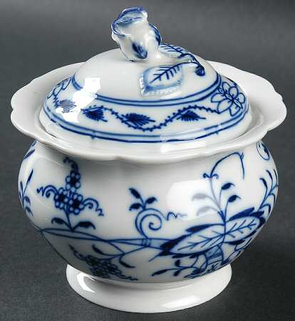 Blue Onion ("Sword" Backstamp) Sugar Bowl & Lid