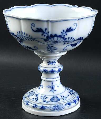 Blue Onion ("Sword" Backstamp) Round Compote (Height X Width)