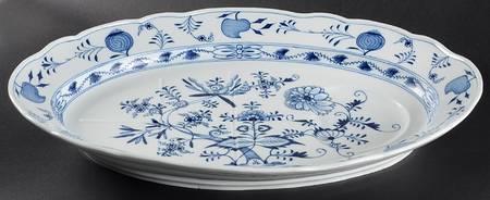 Blue Onion ("Sword" Backstamp) 18" Oval Serving Platter