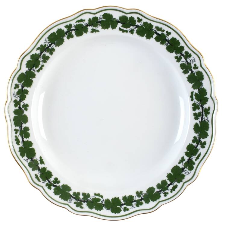 Full Green Vine (Scalloped, Gold Trim) 13" Chop Plate (Round Platter)
