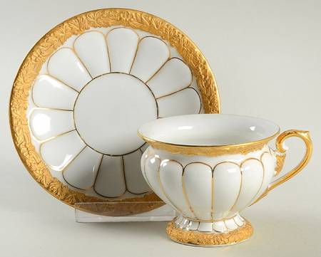 Gold Leaf (Germany) Footed Demitasse Cup & Saucer Set