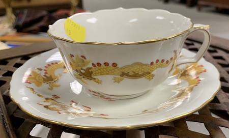 Dragon Yellow (Red Dot Accent) Flat Cup & Saucer Set
