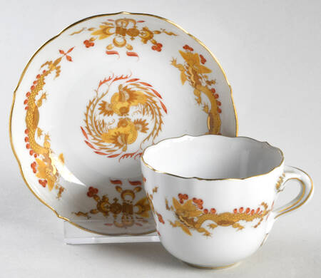 Dragon Yellow (Red Dot Accent) Flat Demitasse Cup & Saucer Set