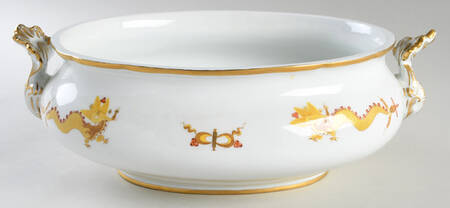 Dragon Yellow (Red Dot Accent) Oval Tureen No Lid