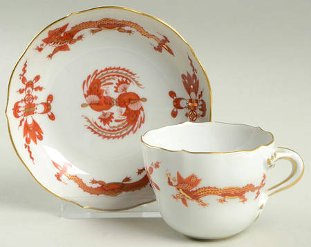 Dragon Red Flat Demitasse Cup & Saucer Set