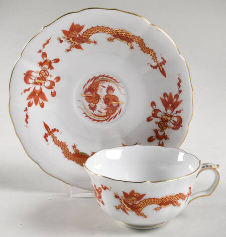 Dragon Red Flat Demitasse Cup & Saucer Set