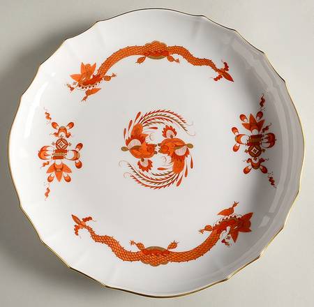Dragon Red Round Shallow Bowl