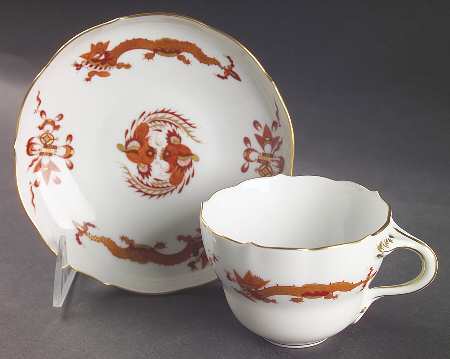 Dragon Red Flat Cup & Saucer Set