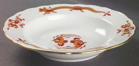 Dragon Red Large Rim Soup Bowl