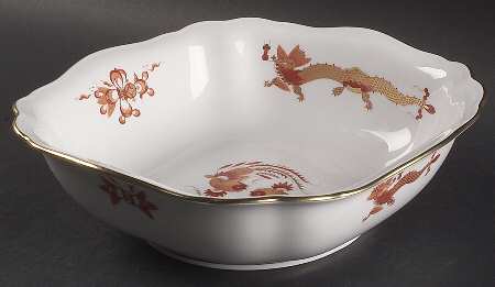 Dragon Red 9" Square Vegetable Bowl