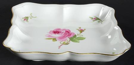 Rose Pink ("X" Backstamp) 8" Square Shallow Salad Serving Bowl