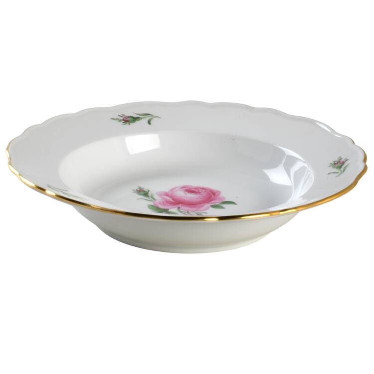 Rose Pink ("X" Backstamp) Large Rim Soup Bowl
