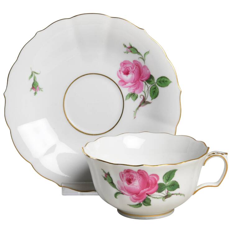 Rose Pink ("X" Backstamp) Flat Cup & Saucer Set